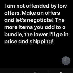 Not offended by low offers! Offer on one item or make an offer on a bundle